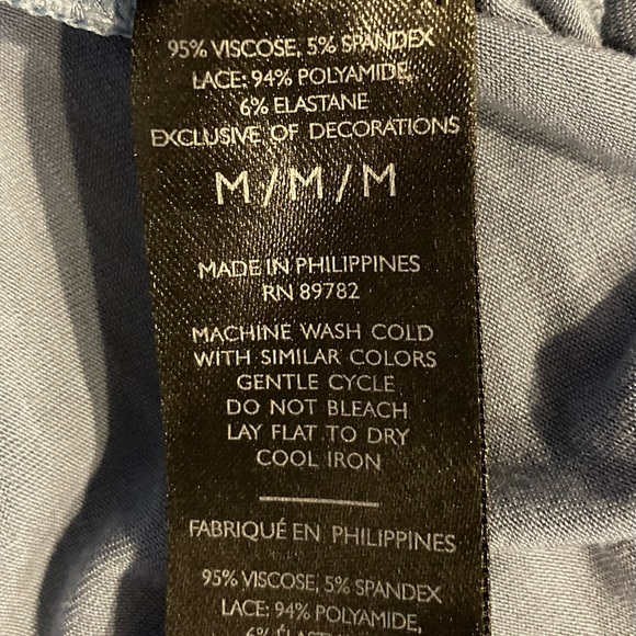 Natori Feathers Classic Chemise blue nightgown Medium - Picture 7 of 10